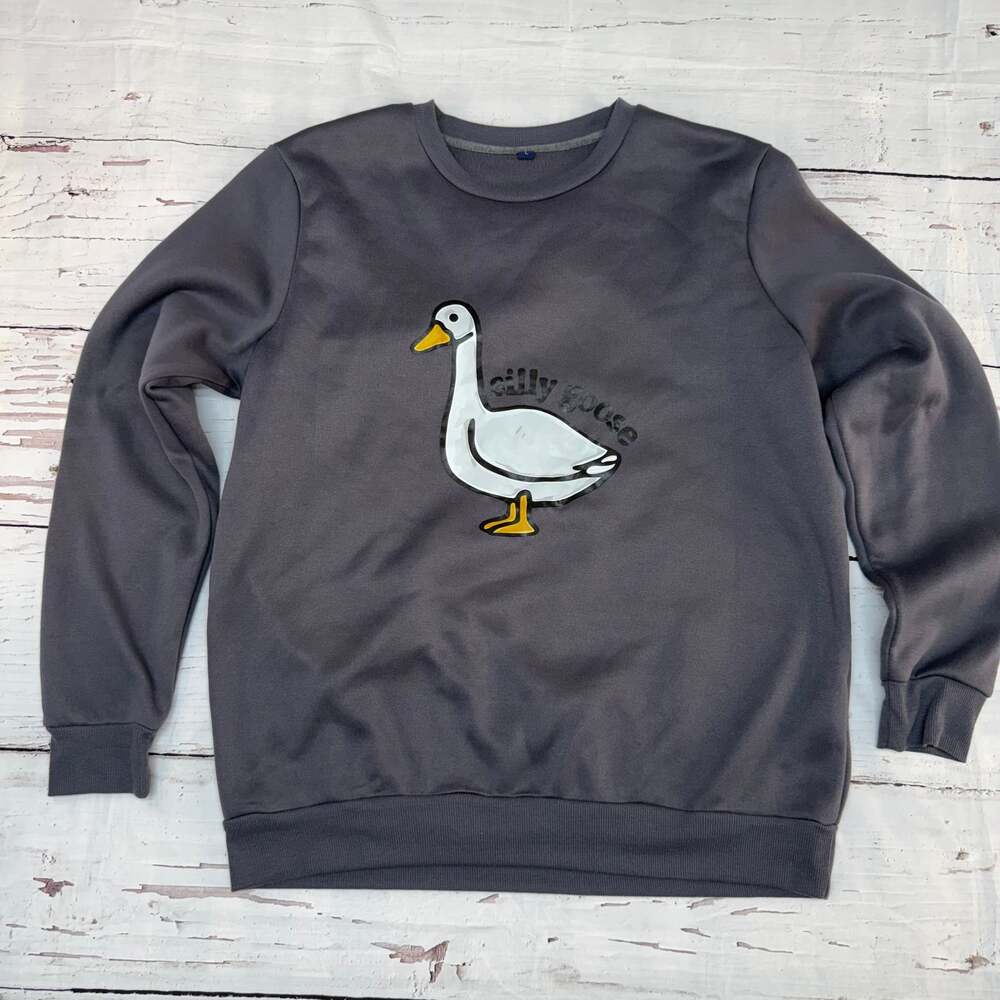Silly Goose Women's Gray Fleece Crewneck‎ Sweatshirt Size L